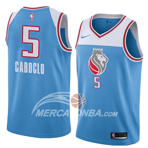 Maglia NBA Sacramento Kings Bruno Caboclo Ciudad 2018 Blu